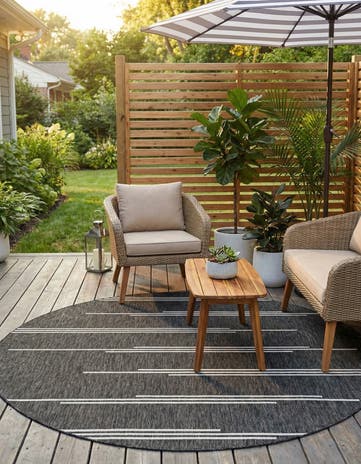 7' 10 x 7' 10 Easy-Clean Modern Indoor / Outdoor Round Rug