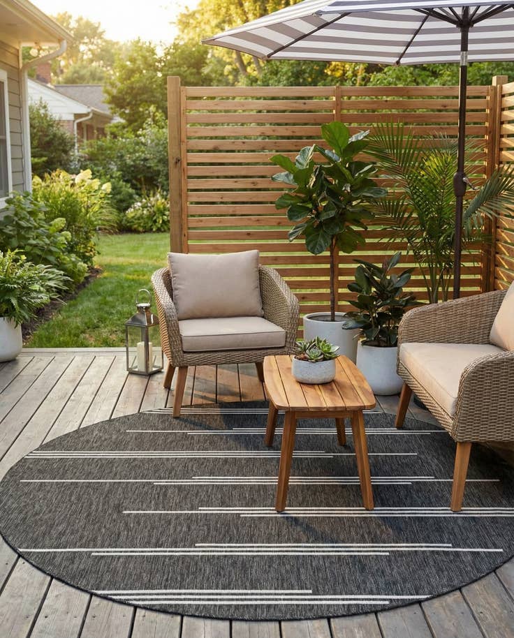 Detail image of 7' 10 x 7' 10 Easy-Clean Modern Indoor / Outdoor Round Rug