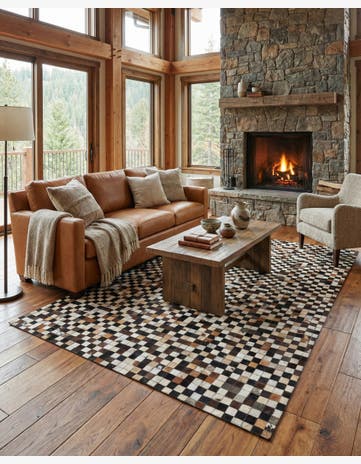 5' 1 x 8' Cowhide Leather Rug