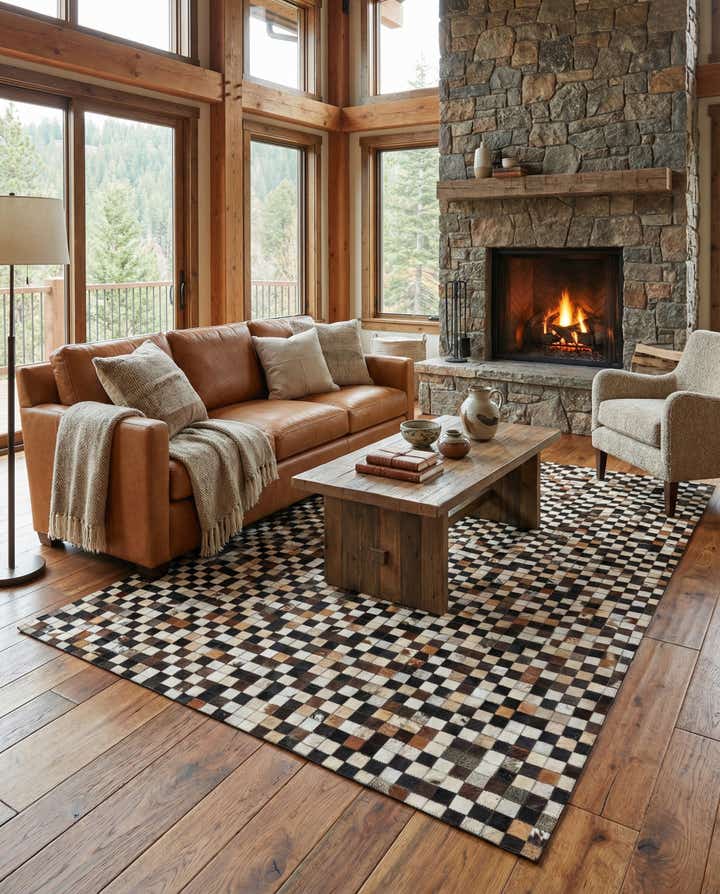 5' 1 x 8' Cowhide Leather Rug