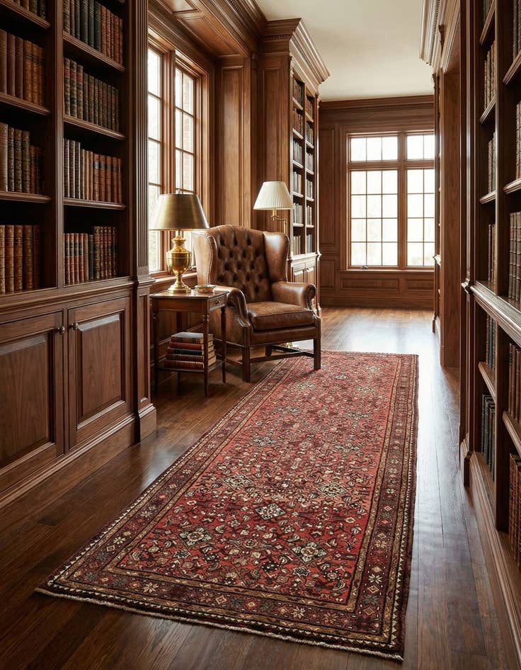 Detail image of 3' 10 x 10'  Hand Knotted Hossainabad Persian Wool Runner Rug