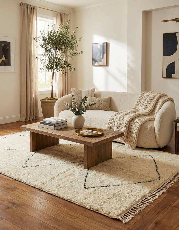 Detail image of 6' 8 x 10' 2  Hand Knotted Moroccan Wool Rug