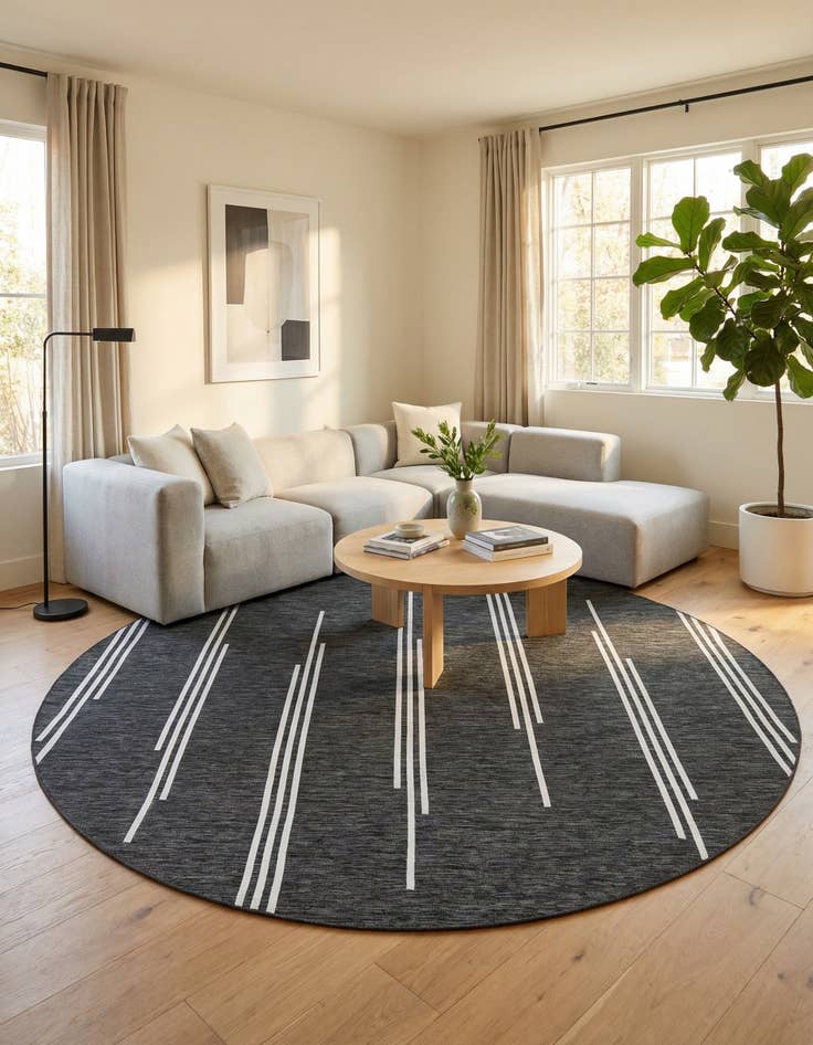 Detail image of  10' x 10'  Washable Modern Indoor / Outdoor Round Rug