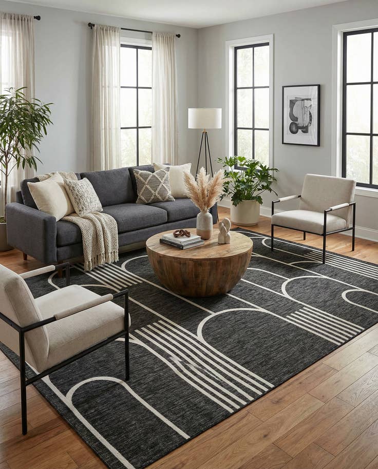 Detail image of 9' x 12' Easy-Clean Modern Indoor / Outdoor Rug