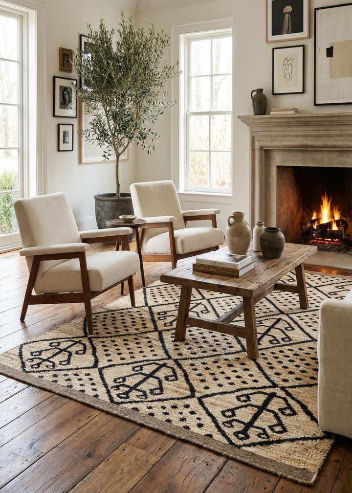 5' 10 x 9' 7 Hand Knotted Moroccan Wool Rug