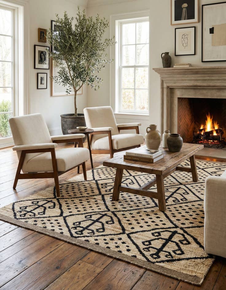 Detail image of  5' 10 x 9' 7  Hand Knotted Moroccan Wool Rug