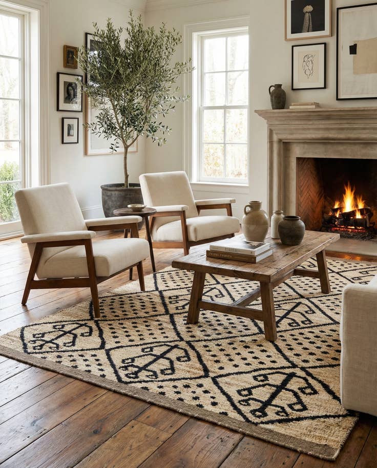 Detail image of 5' 10 x 9' 7 Hand Knotted Moroccan Wool Rug