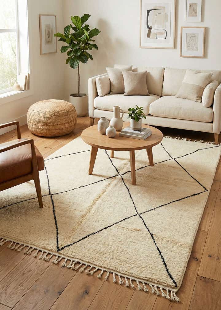 5' 3 x 7' 9 Hand Knotted Moroccan Wool Rug