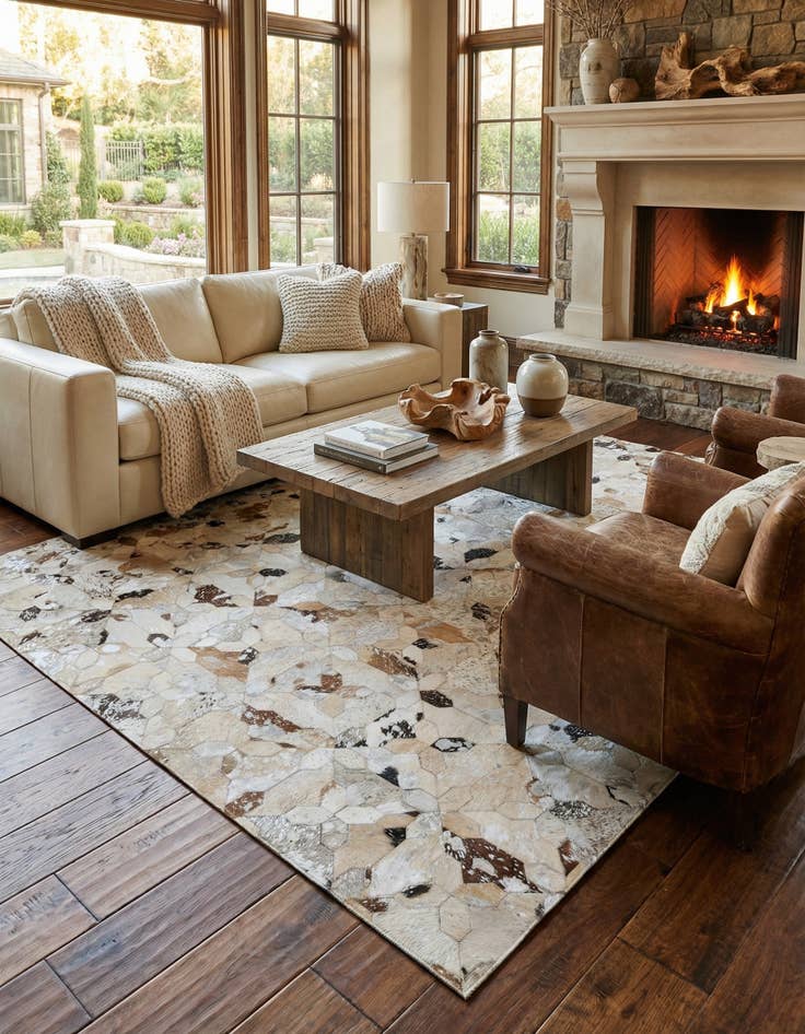 Detail image of 5' x 8' Cowhide Leather Rug