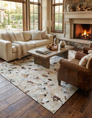 5' x 8' Cowhide Leather Rug