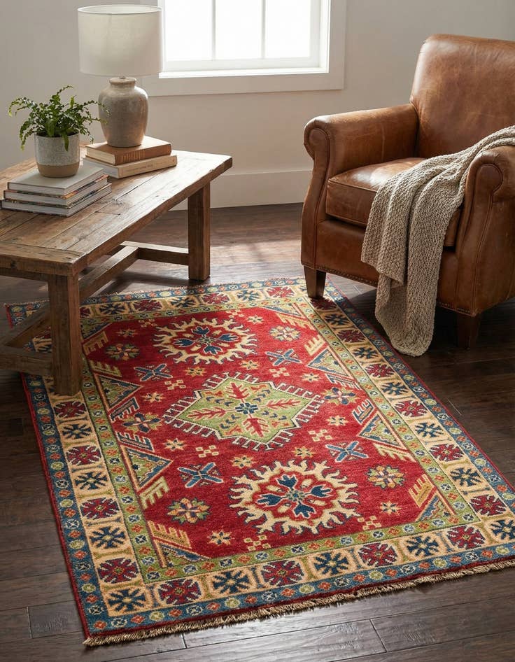 Detail image of 3' 2 x 5'  Hand Knotted Kazak Rug