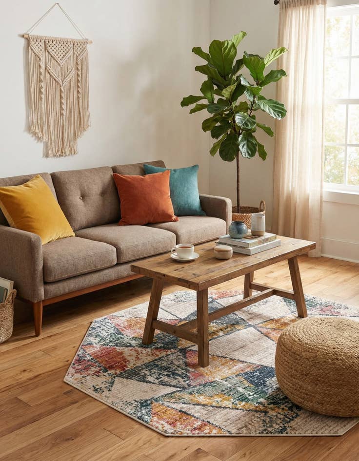 Detail image of  4' x 4' Gemstone Octagon Rug