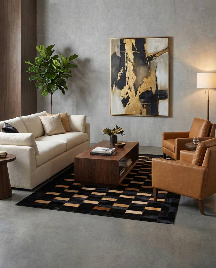 Detail image of 5' 1 x 7' 11 Cowhide - Patchwork Rug