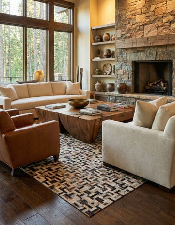 8' x 10' 1 Cowhide Leather Rug