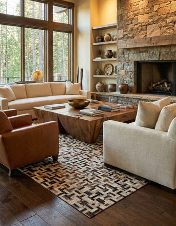 8' x 10' 1 Cowhide Leather Rug