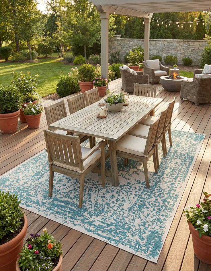 Detail image of 10' x 14'  Washable Traditional Indoor / Outdoor Rug