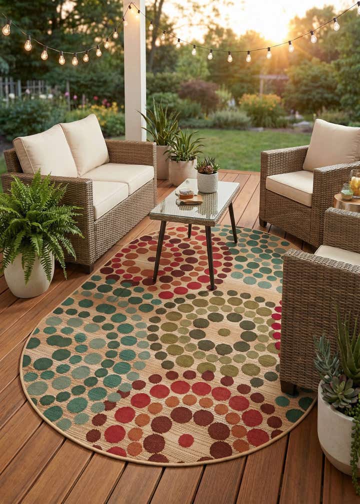 4' x 6' Easy-Clean Modern Indoor / Outdoor Oval Rug