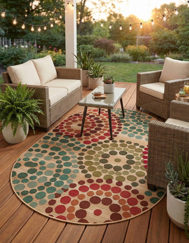 Detail image of 4' x 6' Easy-Clean Modern Indoor / Outdoor Oval Rug