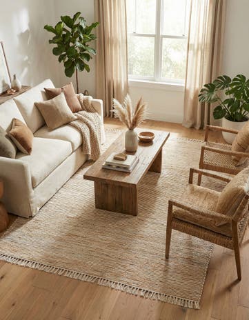 9' x 12' Hand Woven Chindi Jute Rug