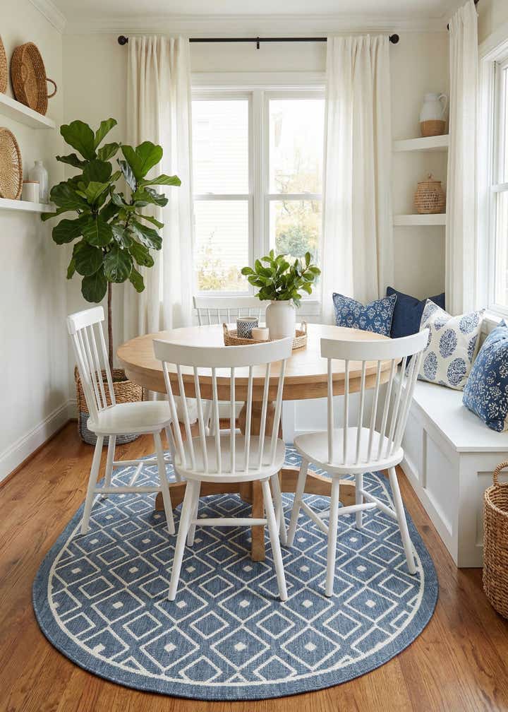 5' 3 x 8' Easy-Clean Trellis Indoor / Outdoor Oval Rug