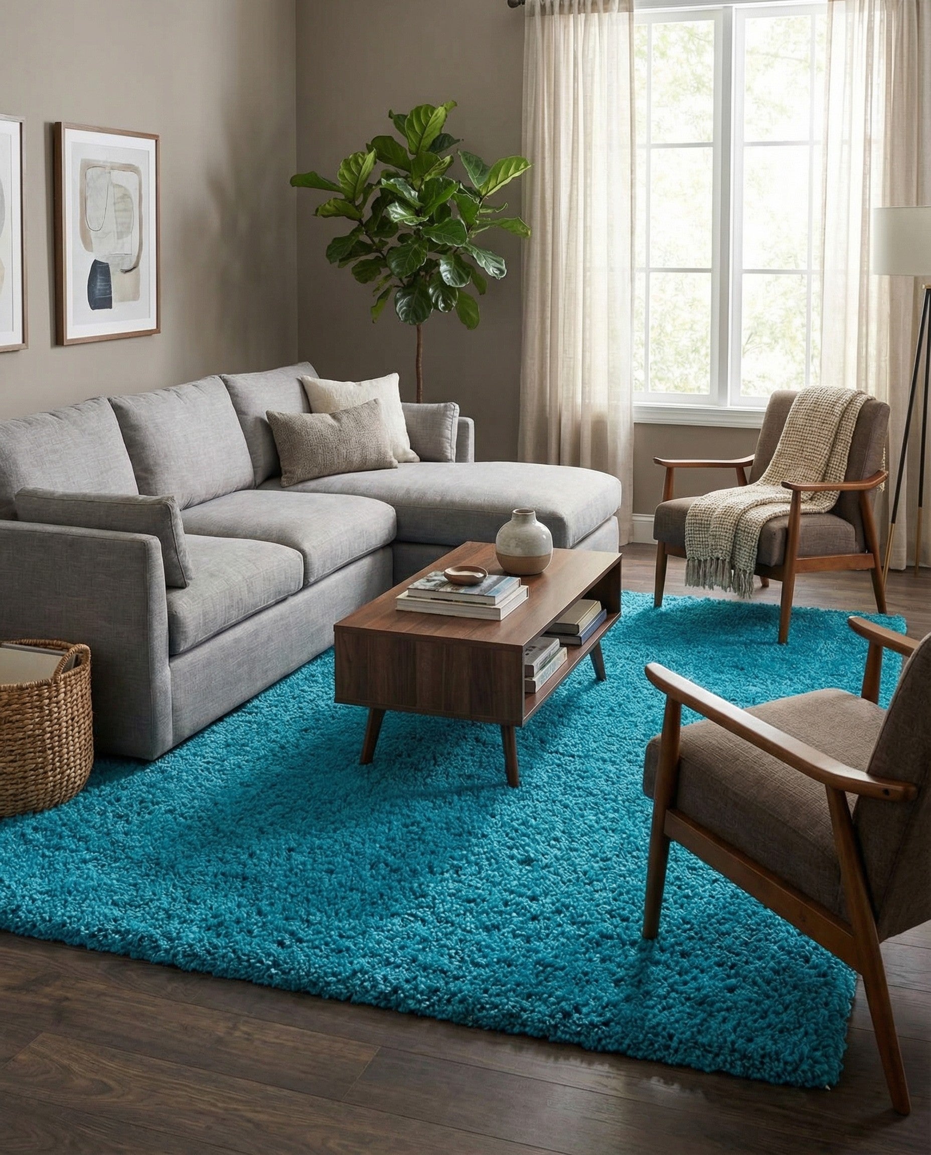  9' x 12' Solid Shag Rug