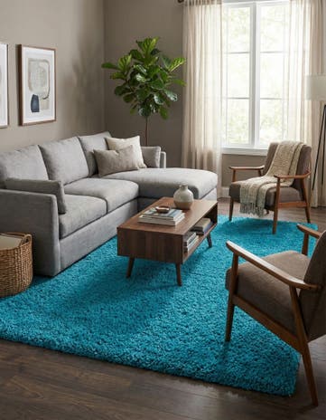 9' x 12' Solid Shag Rug