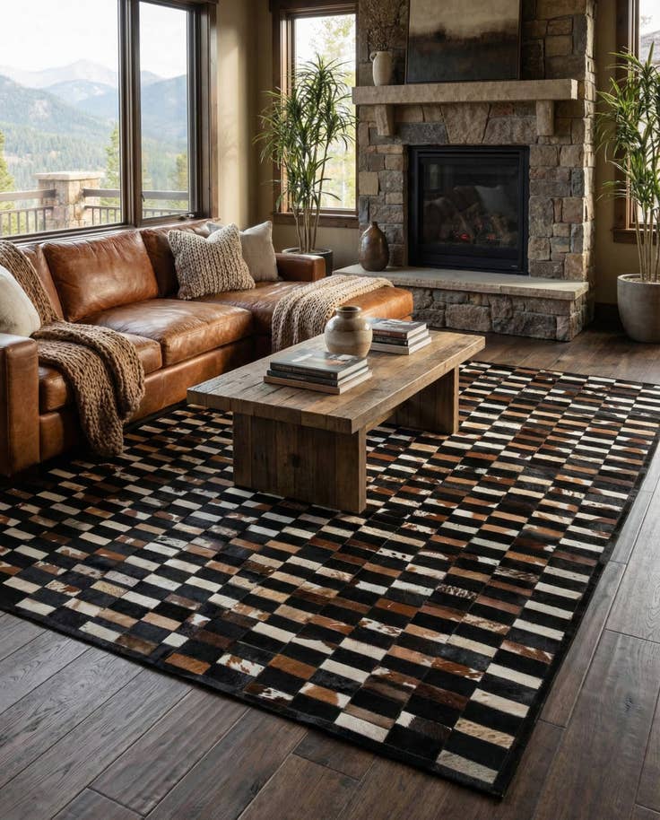 Detail image of 8' 2 x 9' 11 Cowhide - Patchwork Rug