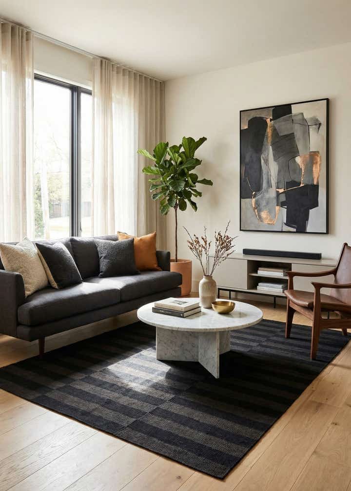 4' 2 x 5' 10 Hand Woven Kilim Modern Wool Rug