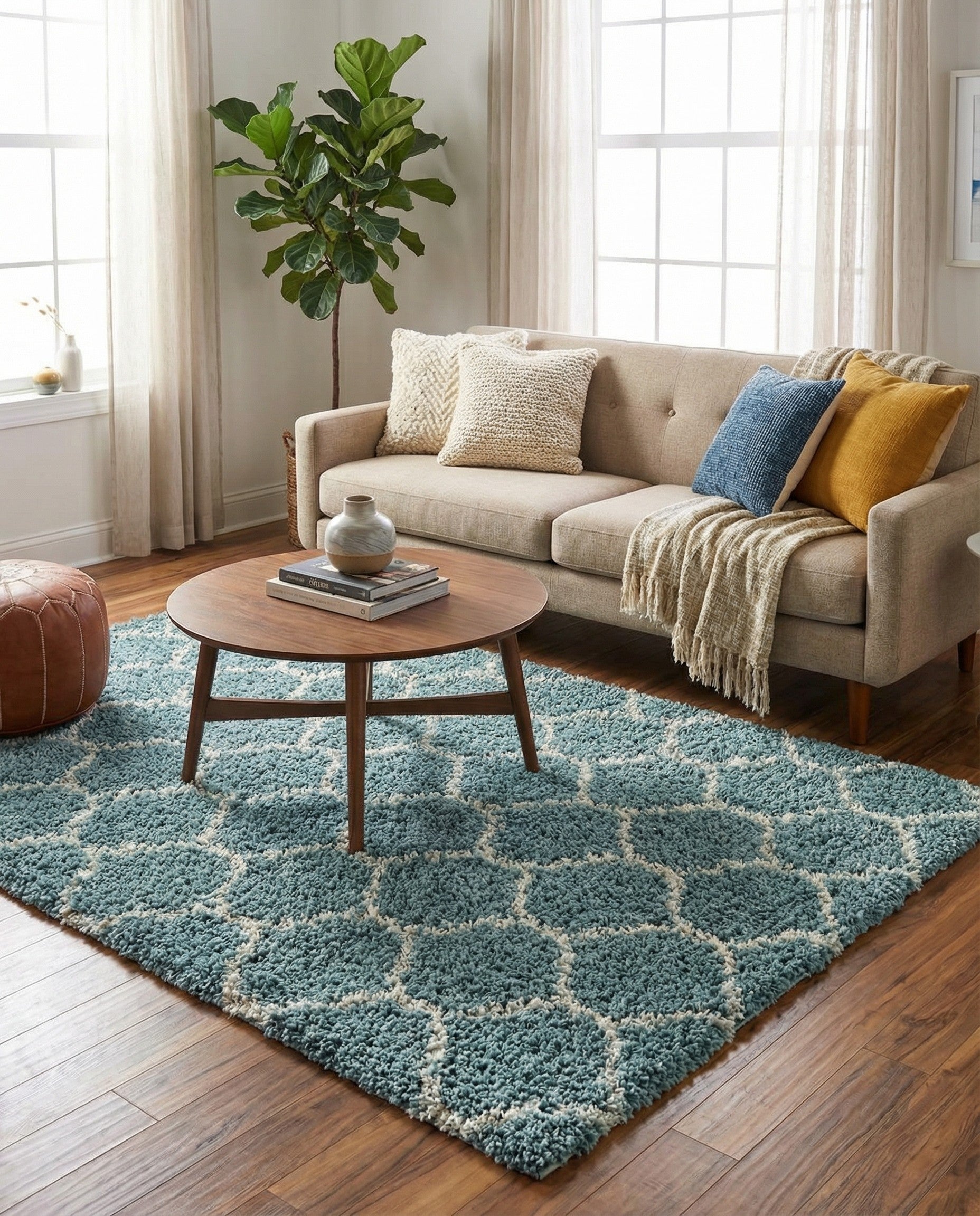  4' x 6' Lattice Shag Rug