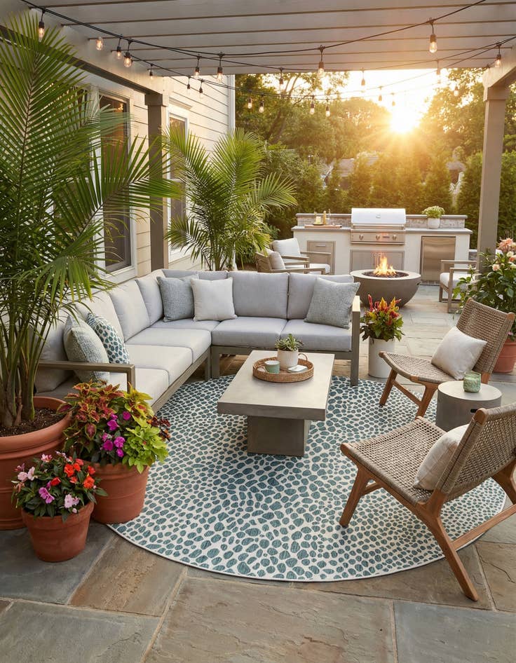 Detail image of 13' x 13'  Washable Jill Zarin Cape Town Indoor / Outdoor Round Rug