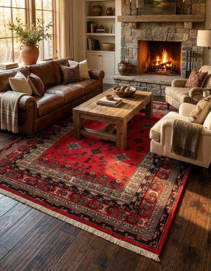 Detail image of 6' 6 x 9' 4  Hand Knotted Hamedan Wool Rug