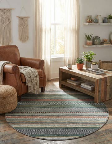 4' x 4' Washable Yara Round Rug