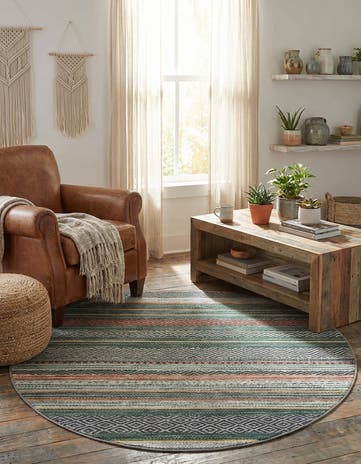 4' x 4' Washable Yara Round Rug