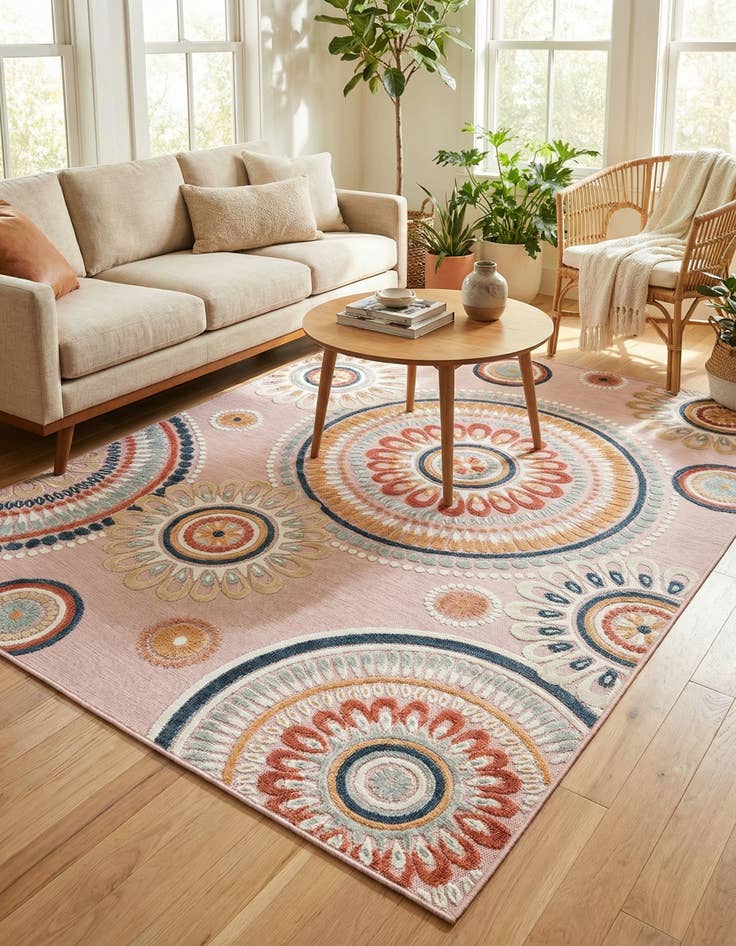 Detail image of  6' 4 x 9'  Washable Botanical Indoor / Outdoor Rug