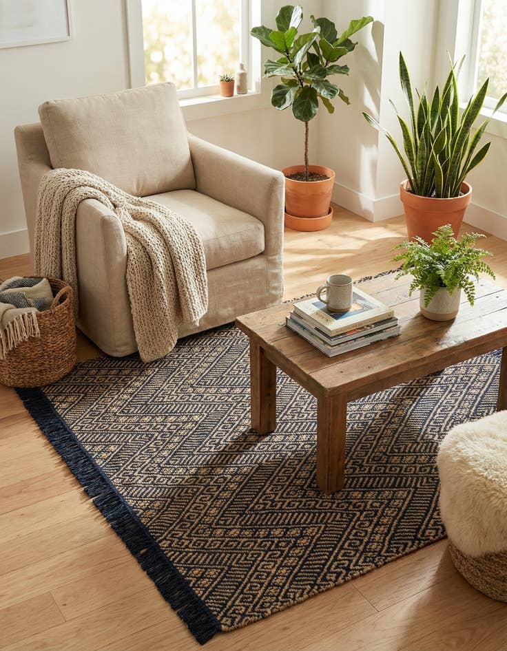 Detail image of 5' 1 x 5' 1  Hand Braided Jute Square Rug