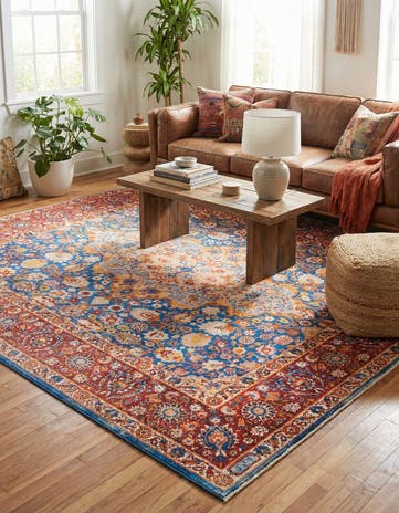 Navy Blue Washable Timeless Square Rug