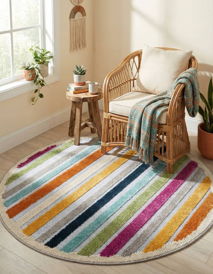 Detail image of 3' 3 x 3' 3  Washable Aruba Indoor / Outdoor Round Rug