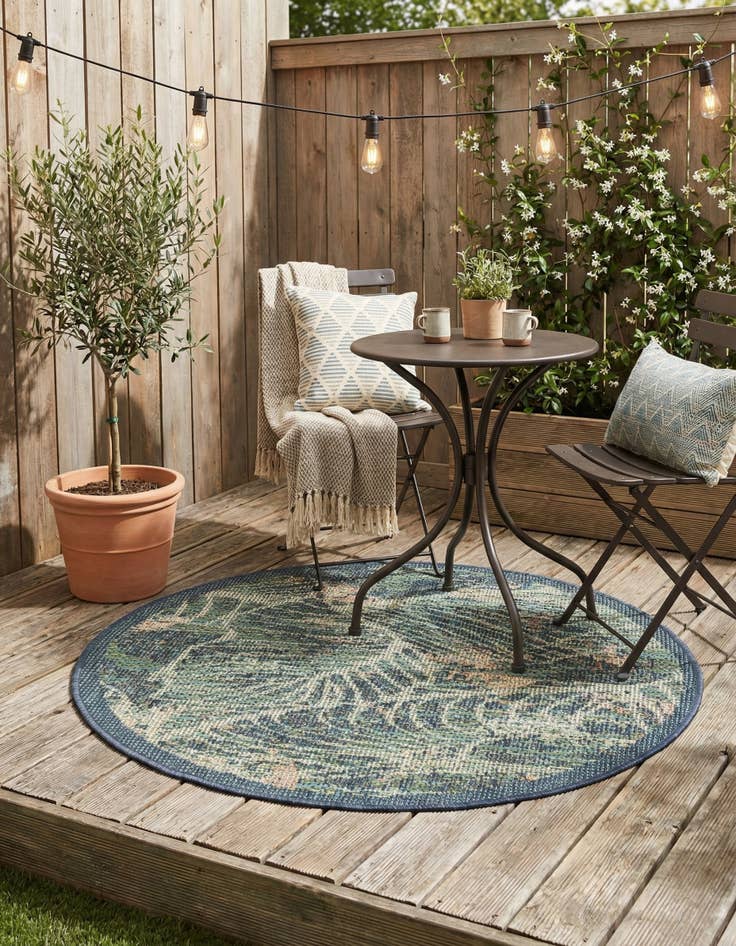 Detail image of 3' 3 x 3' 3  Washable Baja Indoor / Outdoor Round Rug