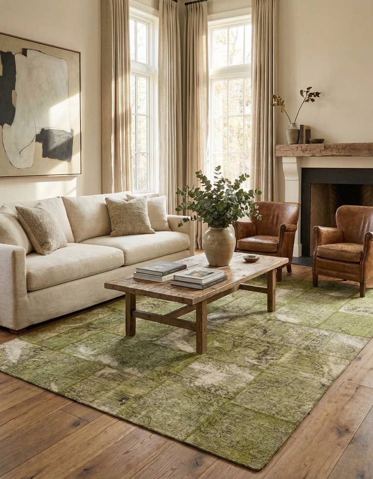 Detail image of 5' 9 x 8'  Hand Knotted Ultra Vintage Persian Wool Rug