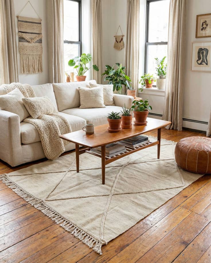 Detail image of 4' 1 x 6' Hand Knotted Moroccan Wool Rug