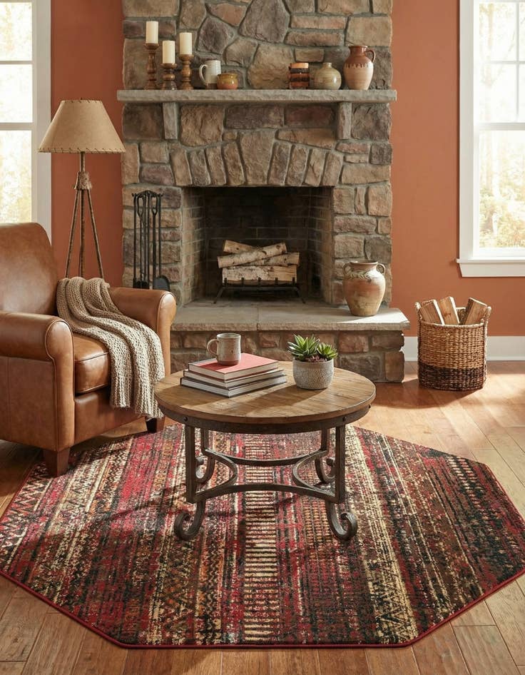 Detail image of 5' 3 x 5' 3 Saturn Octagon Rug