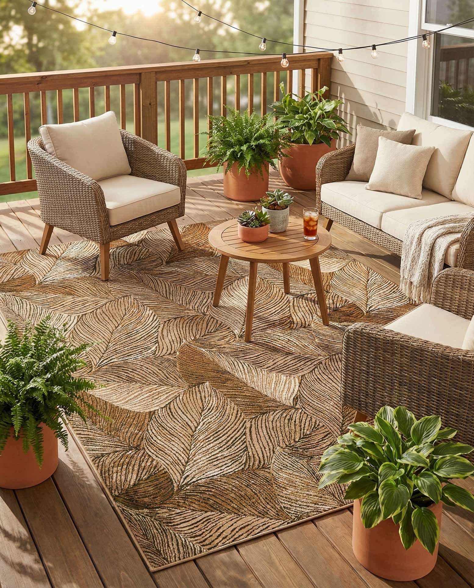 7' 10 x 10' Easy-Clean Botanical Indoor / Outdoor Rug