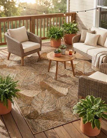 7' 10 x 10' Easy-Clean Botanical Indoor / Outdoor Rug