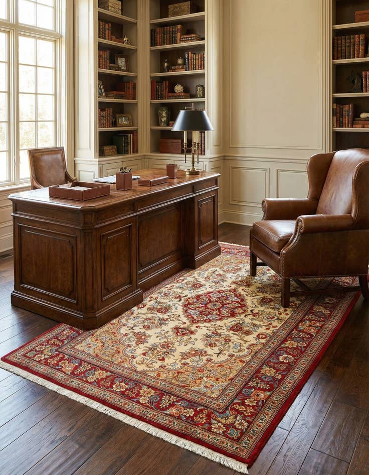 Detail image of  3' 4 x 5' 1  Hand Knotted Qom Persian Rug