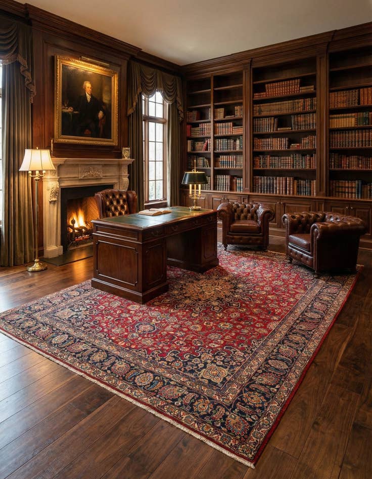 Detail image of 9' x 11' 9 Kashan Wool Rug