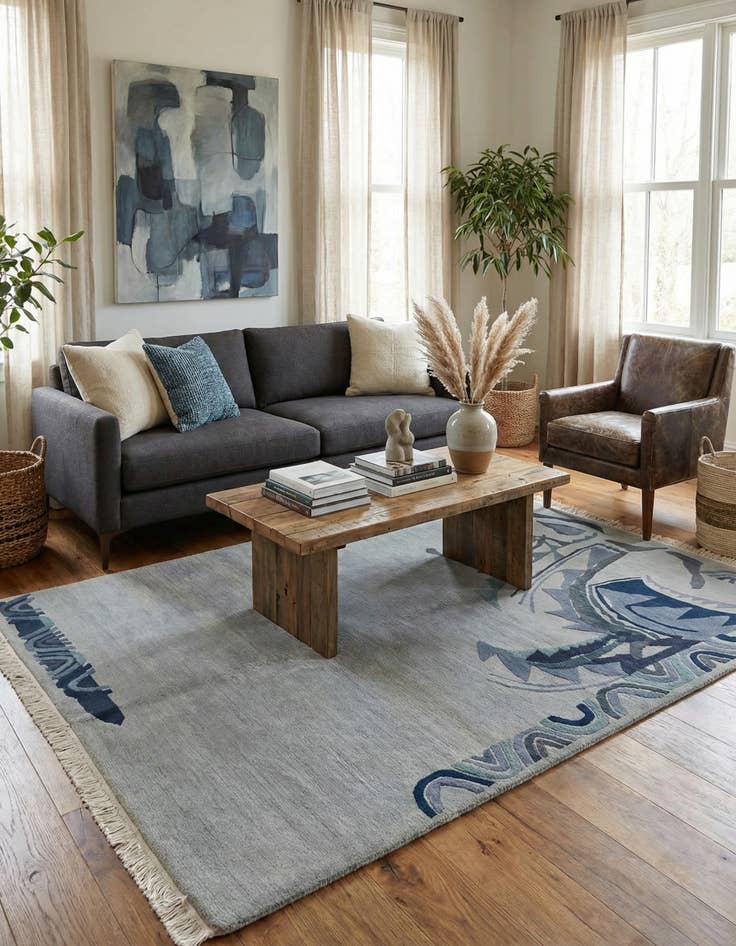 Detail image of 4' 8 x 6' 7  Hand Knotted Nepal Wool Rug