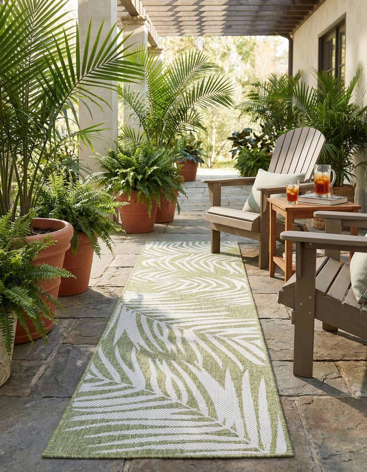 Detail image of 2' x 8'  Washable Botanical Indoor / Outdoor Runner Rug