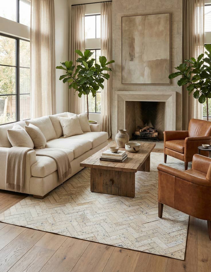 Detail image of 5' x 7' 9 Cowhide Leather Rug