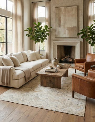 5' x 7' 9 Cowhide Leather Rug