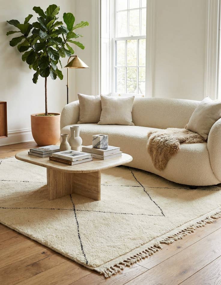 Detail image of  6' 7 x 9' 4  Hand Knotted Moroccan Wool Rug